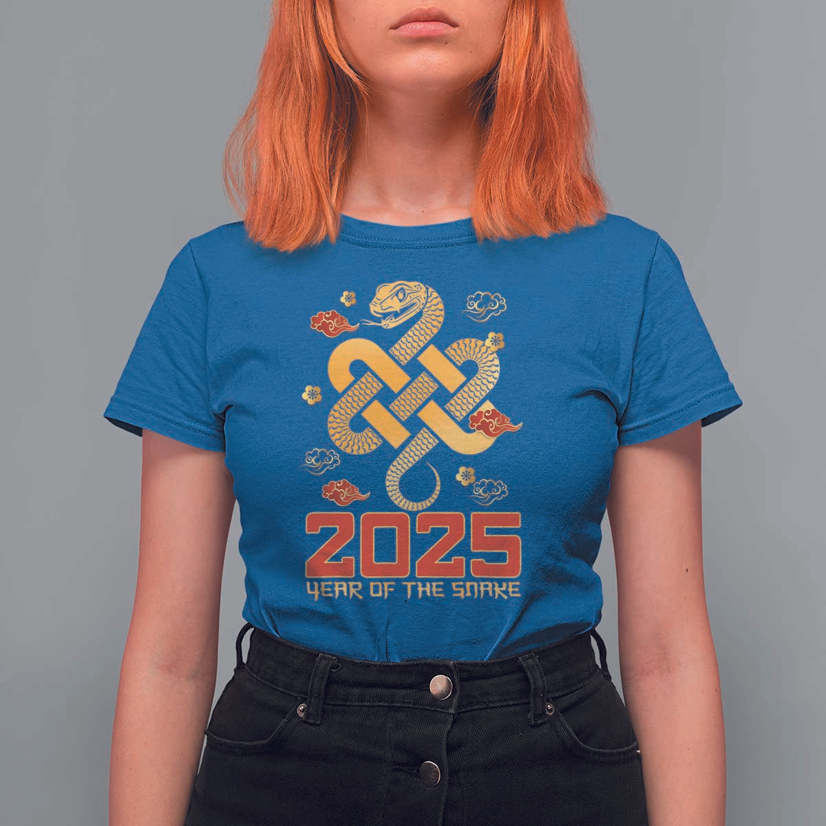 Year Of The Snake 2025 T Shirt For Women Lunar New Year Chinese Traditional - Wonder Print Shop