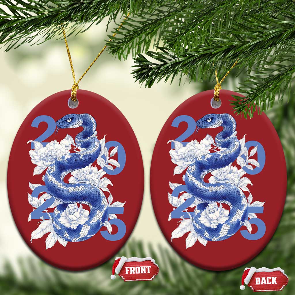 Year Of The Snake 2025 Christmas Ornament Chinese New Year Blue Snake - Wonder Print Shop