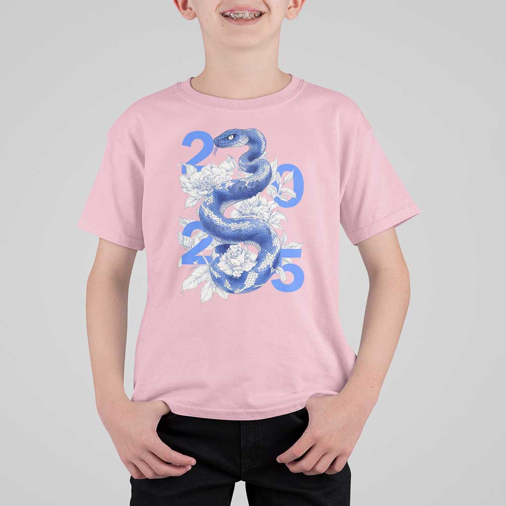 Year Of The Snake 2025 T Shirt For Kid Chinese New Year Blue Snake - Wonder Print Shop