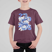 Year Of The Snake 2025 T Shirt For Kid Chinese New Year Blue Snake - Wonder Print Shop