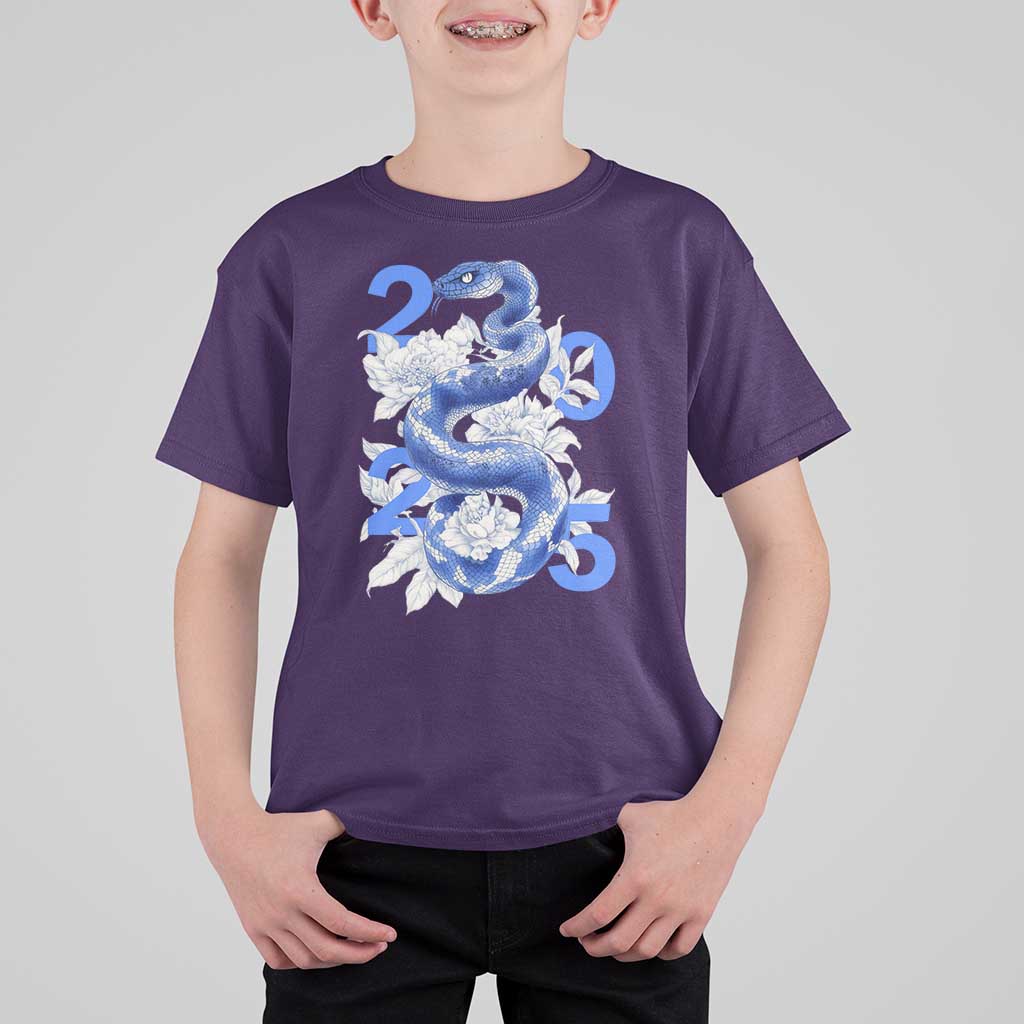 Year Of The Snake 2025 T Shirt For Kid Chinese New Year Blue Snake - Wonder Print Shop