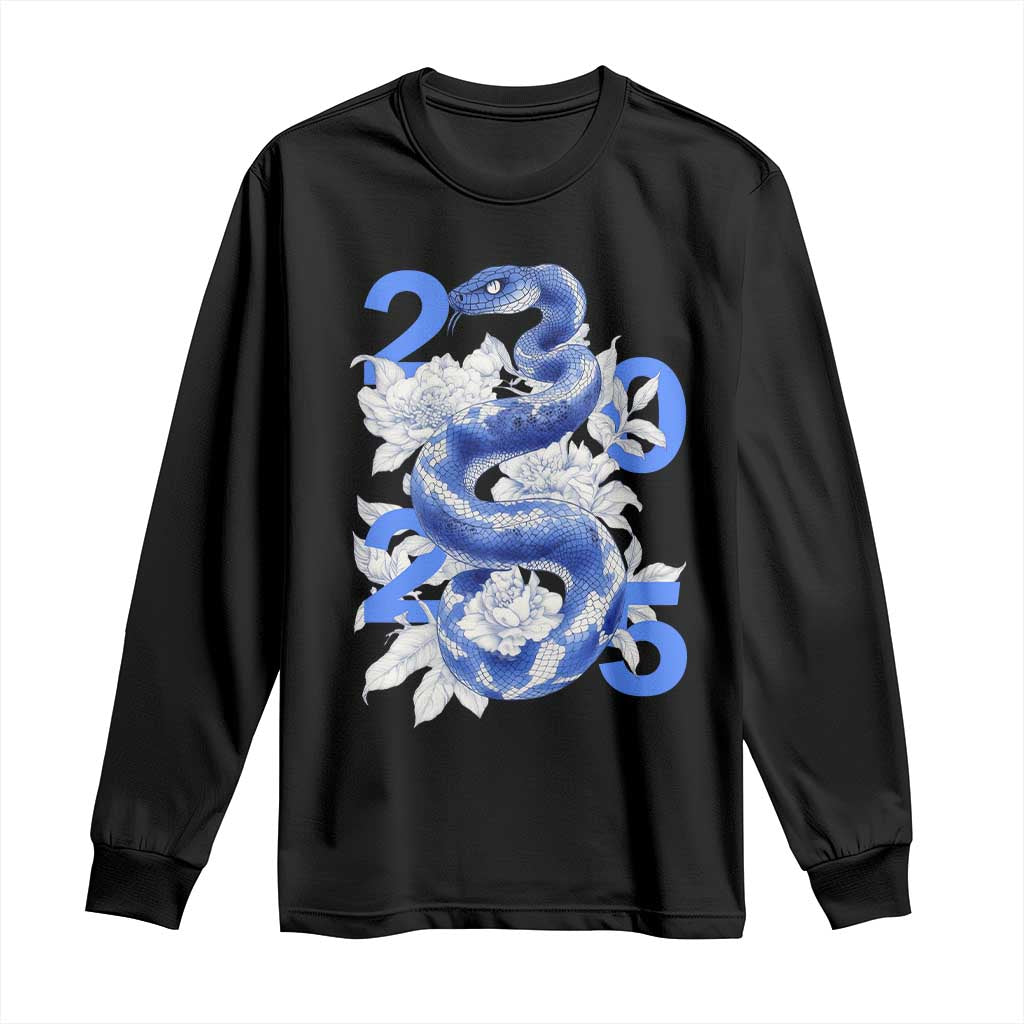 Year Of The Snake 2025 Long Sleeve Shirt Chinese New Year Blue Snake