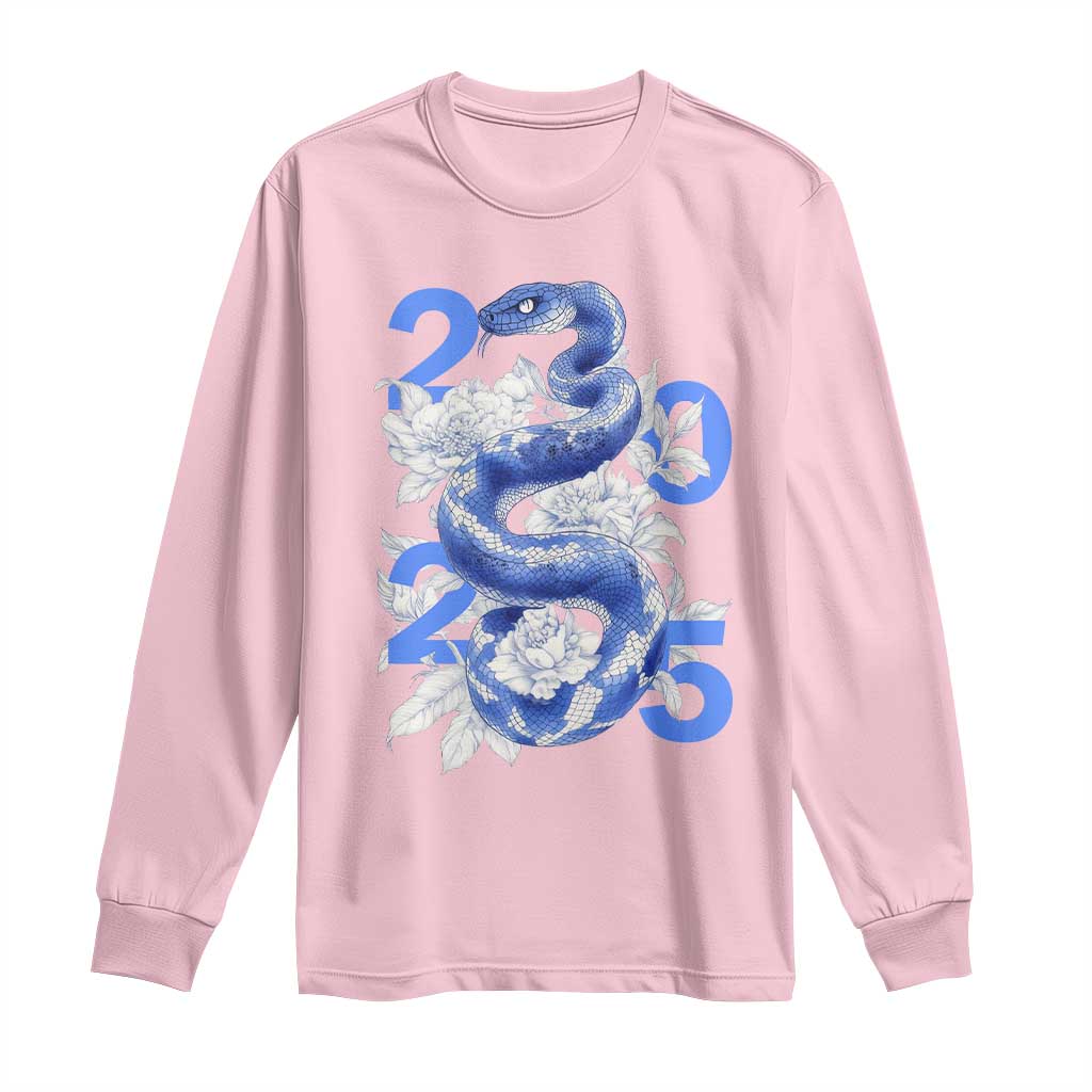 Year Of The Snake 2025 Long Sleeve Shirt Chinese New Year Blue Snake