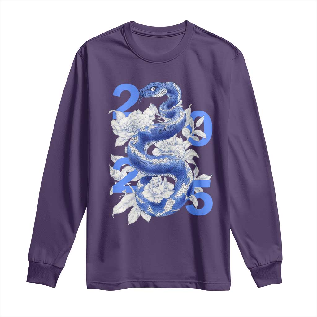 Year Of The Snake 2025 Long Sleeve Shirt Chinese New Year Blue Snake