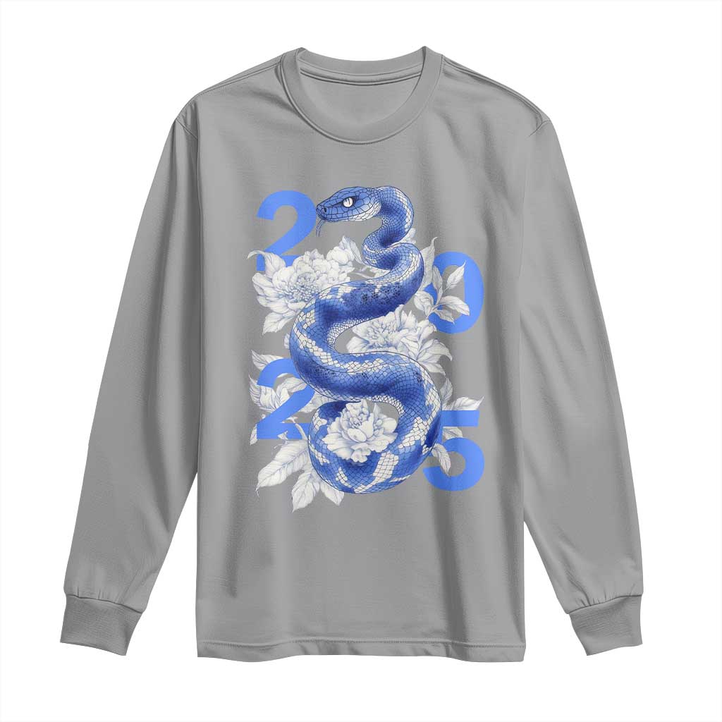 Year Of The Snake 2025 Long Sleeve Shirt Chinese New Year Blue Snake