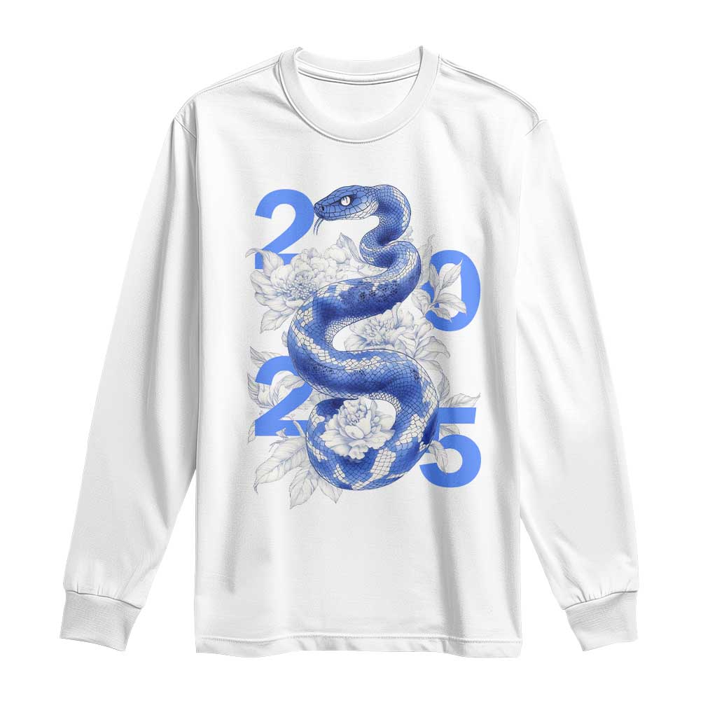 Year Of The Snake 2025 Long Sleeve Shirt Chinese New Year Blue Snake