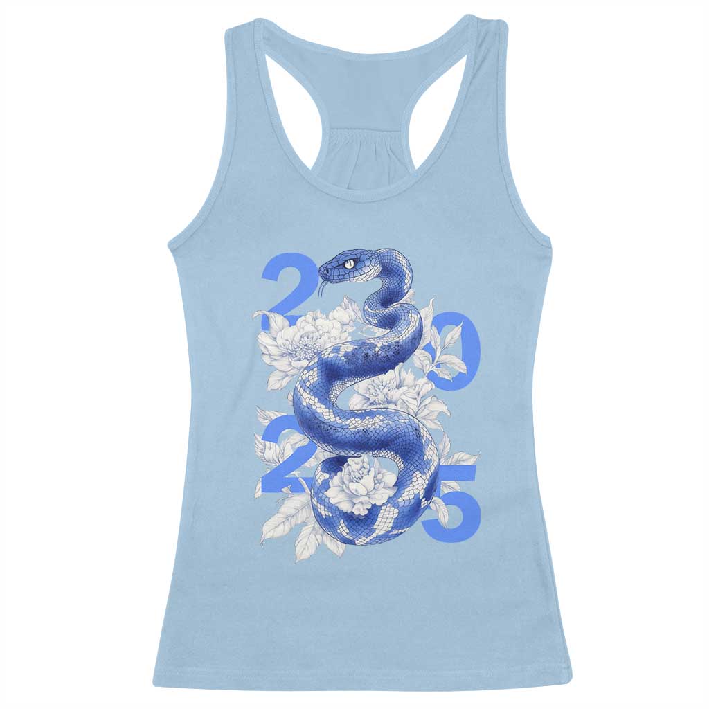 Year Of The Snake 2025 Racerback Tank Top Chinese New Year Blue Snake