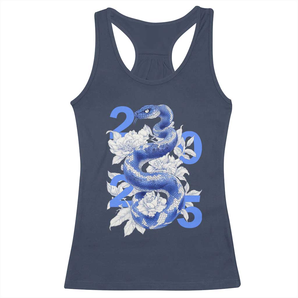 Year Of The Snake 2025 Racerback Tank Top Chinese New Year Blue Snake