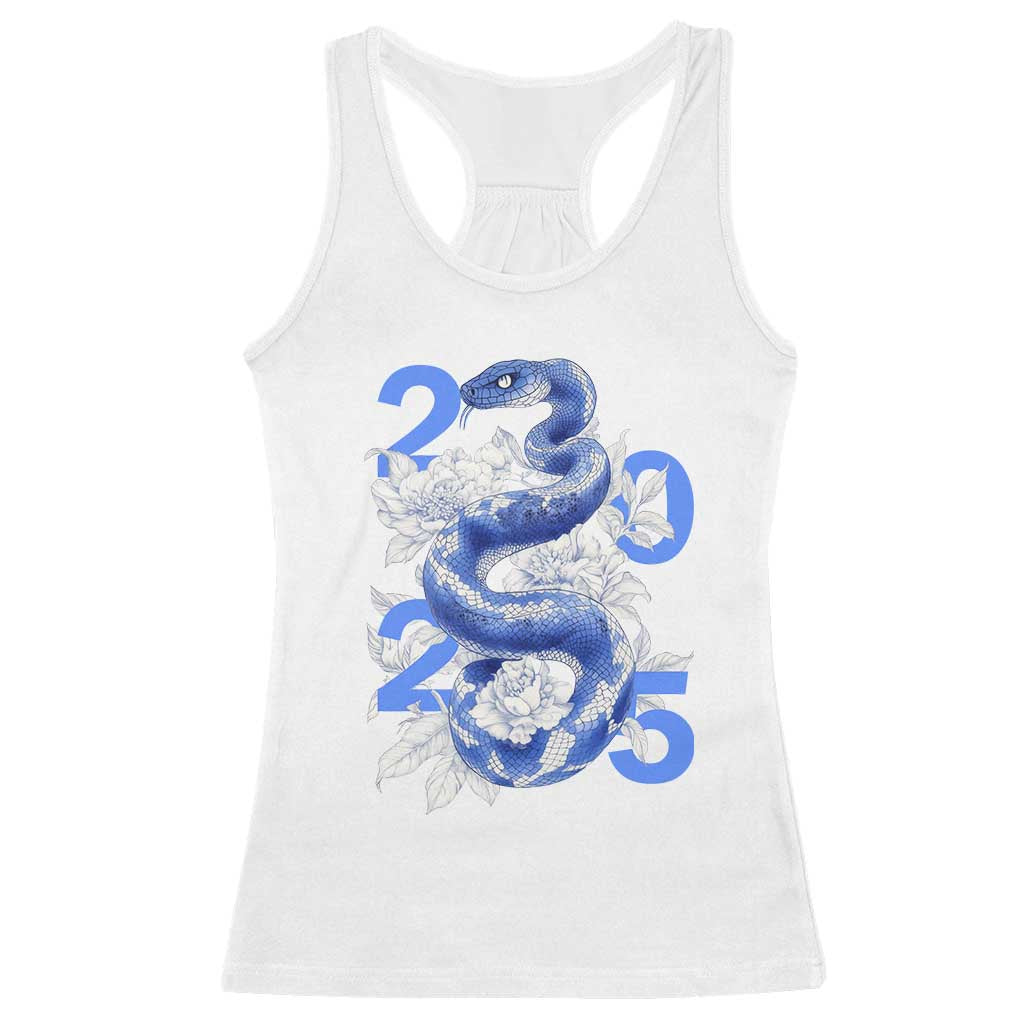 Year Of The Snake 2025 Racerback Tank Top Chinese New Year Blue Snake