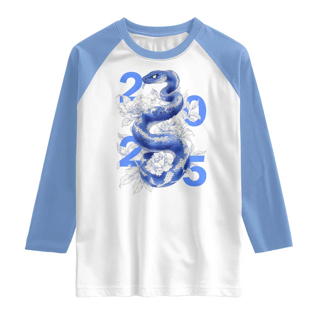 Year Of The Snake 2025 Raglan Shirt Chinese New Year Blue Snake