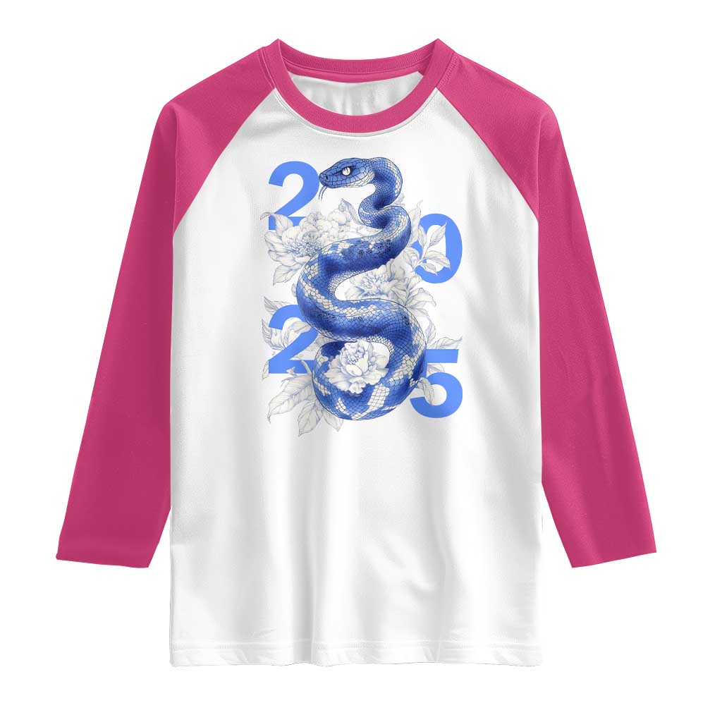 Year Of The Snake 2025 Raglan Shirt Chinese New Year Blue Snake