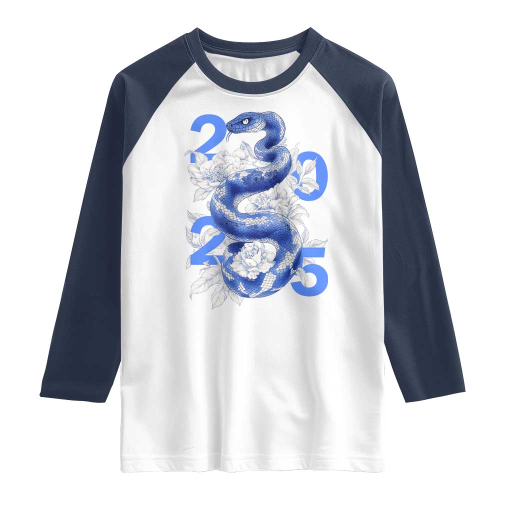 Year Of The Snake 2025 Raglan Shirt Chinese New Year Blue Snake