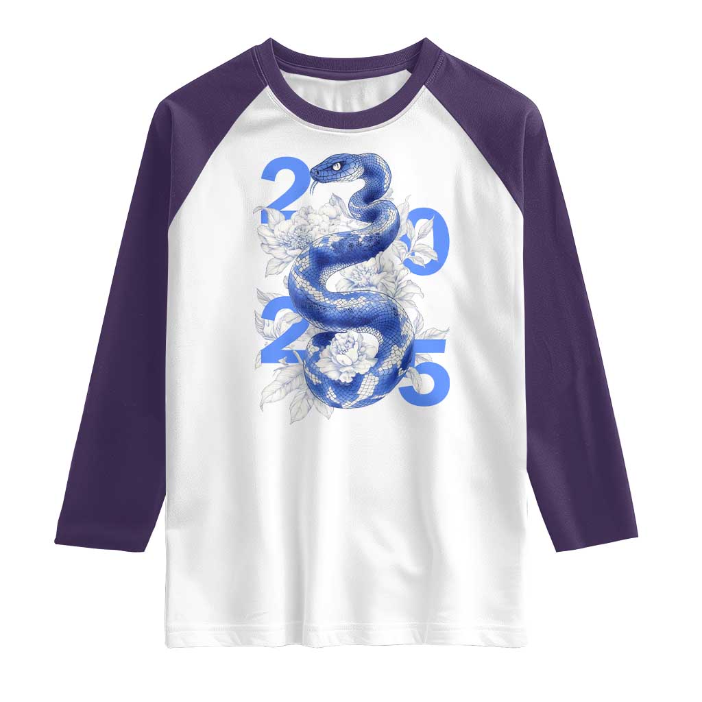 Year Of The Snake 2025 Raglan Shirt Chinese New Year Blue Snake