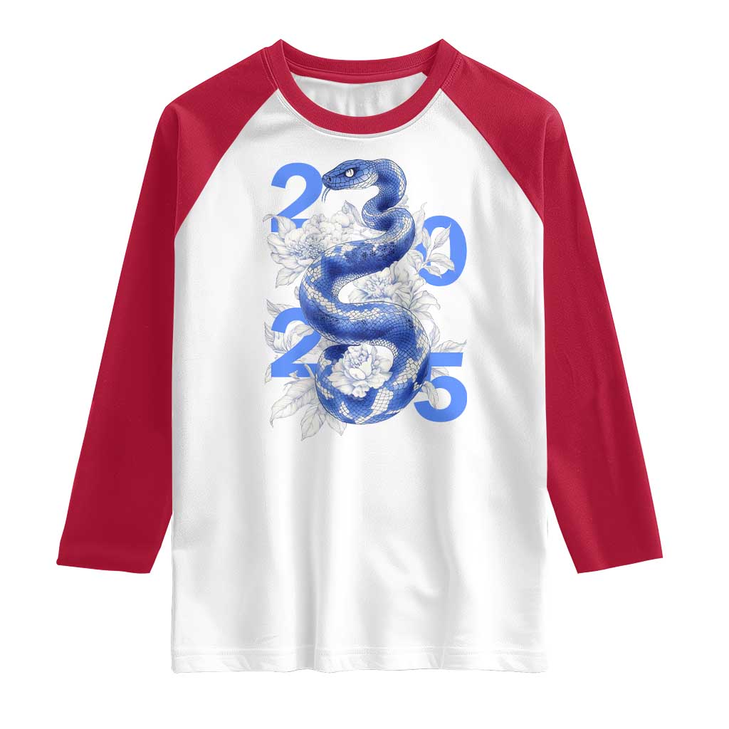 Year Of The Snake 2025 Raglan Shirt Chinese New Year Blue Snake