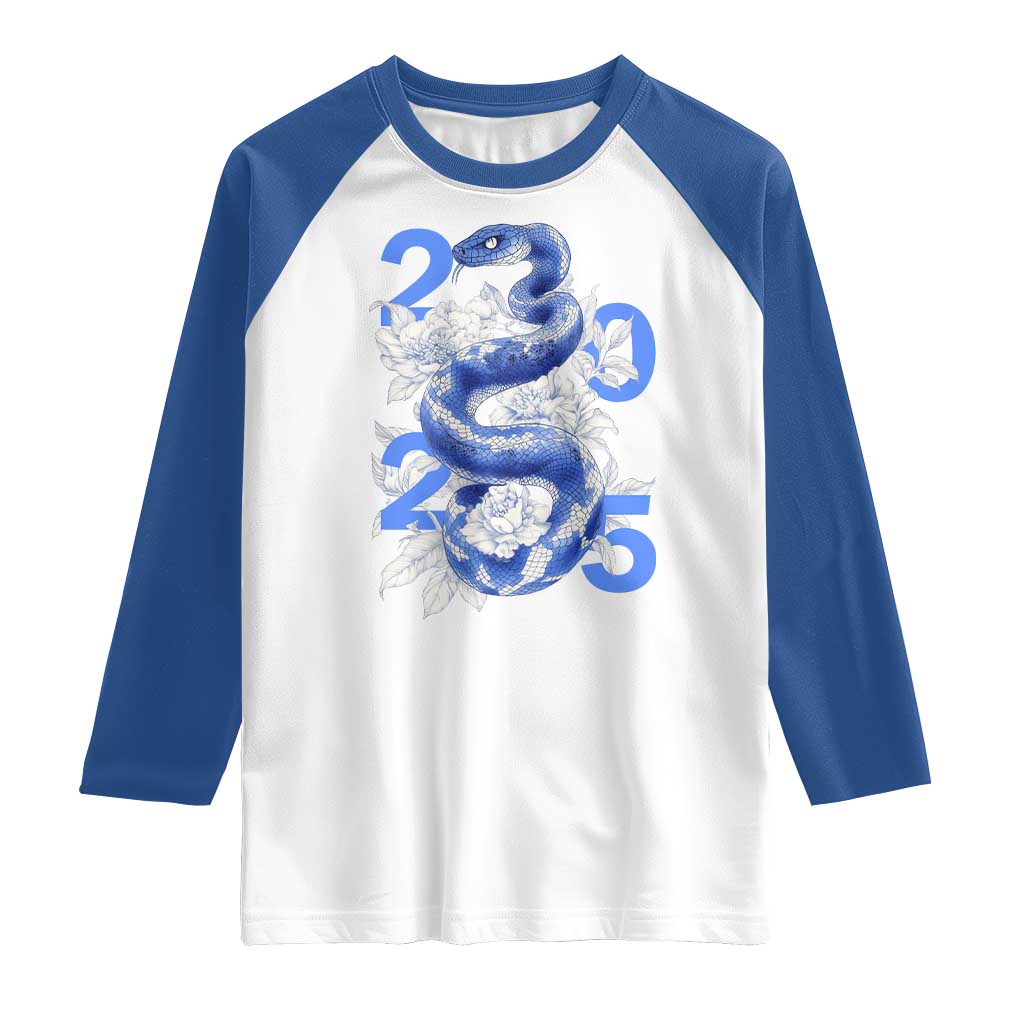 Year Of The Snake 2025 Raglan Shirt Chinese New Year Blue Snake