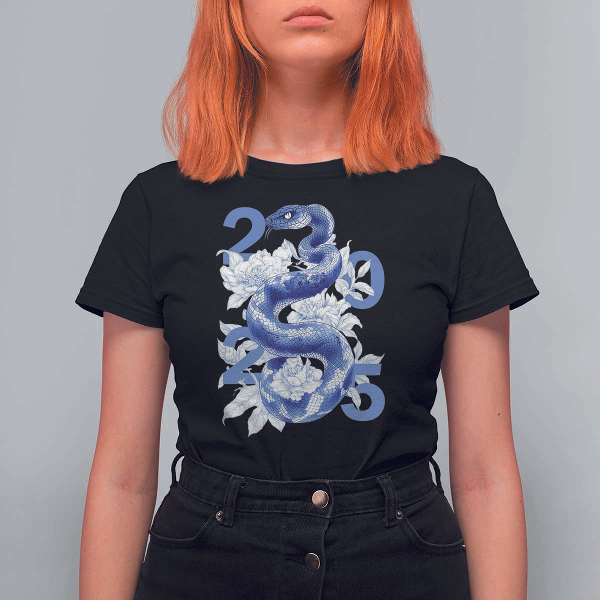 Year Of The Snake 2025 T Shirt For Women Chinese New Year Blue Snake - Wonder Print Shop
