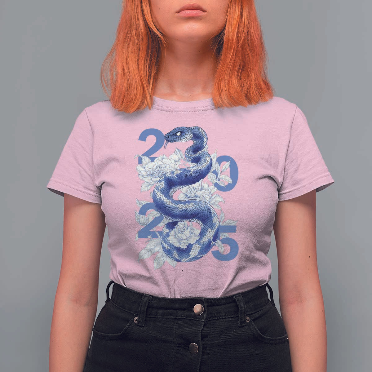 Year Of The Snake 2025 T Shirt For Women Chinese New Year Blue Snake - Wonder Print Shop
