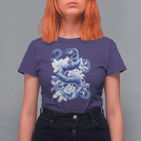 Year Of The Snake 2025 T Shirt For Women Chinese New Year Blue Snake - Wonder Print Shop