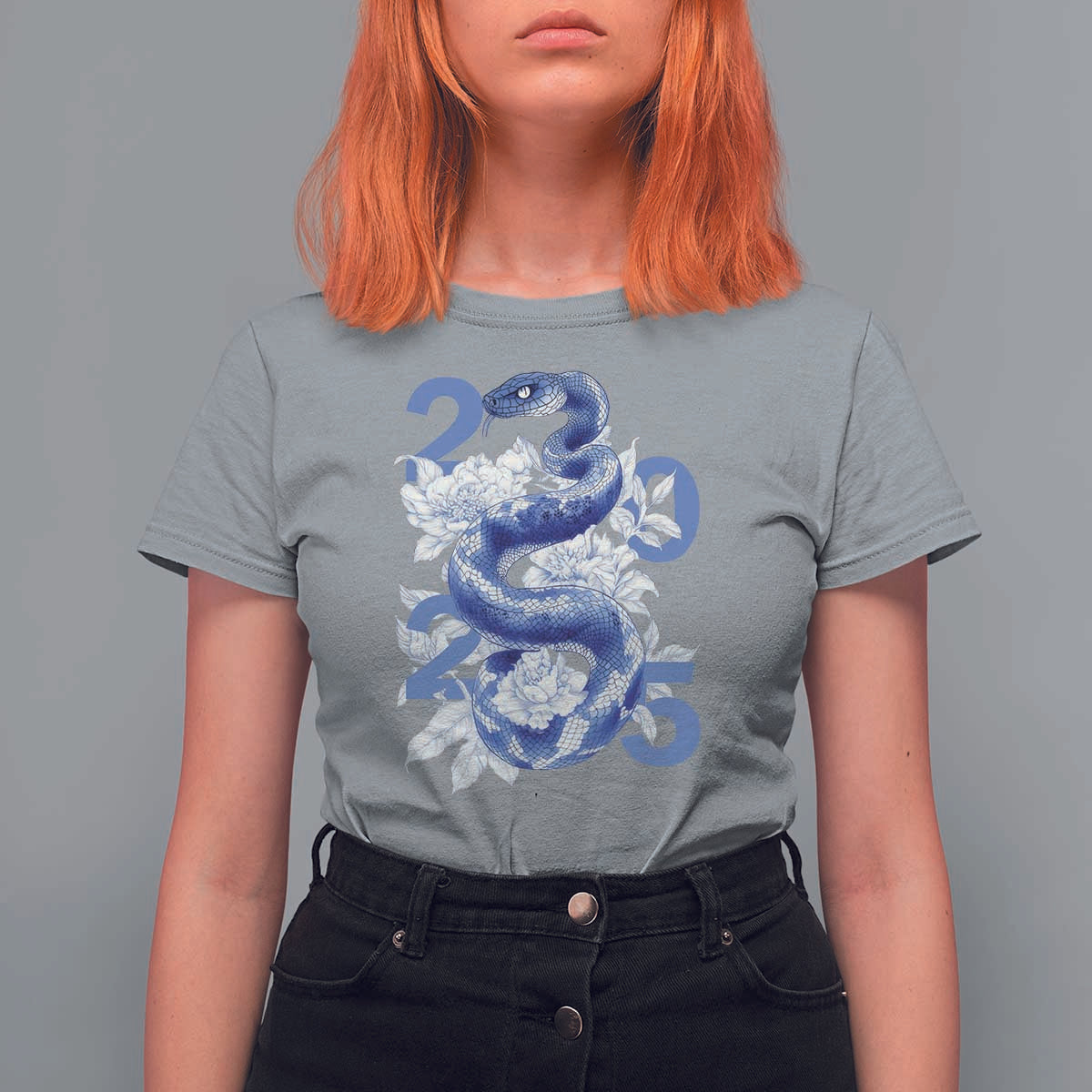 Year Of The Snake 2025 T Shirt For Women Chinese New Year Blue Snake - Wonder Print Shop