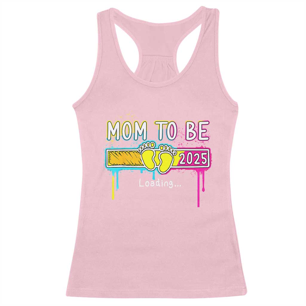 New Mom 2025 Racerback Tank Top Loading Mom To Be Est 2025