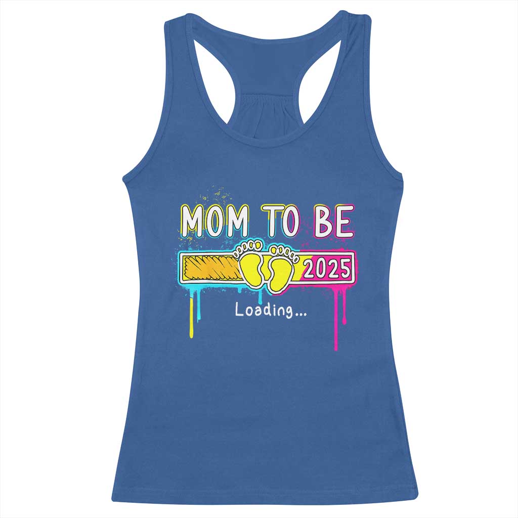New Mom 2025 Racerback Tank Top Loading Mom To Be Est 2025