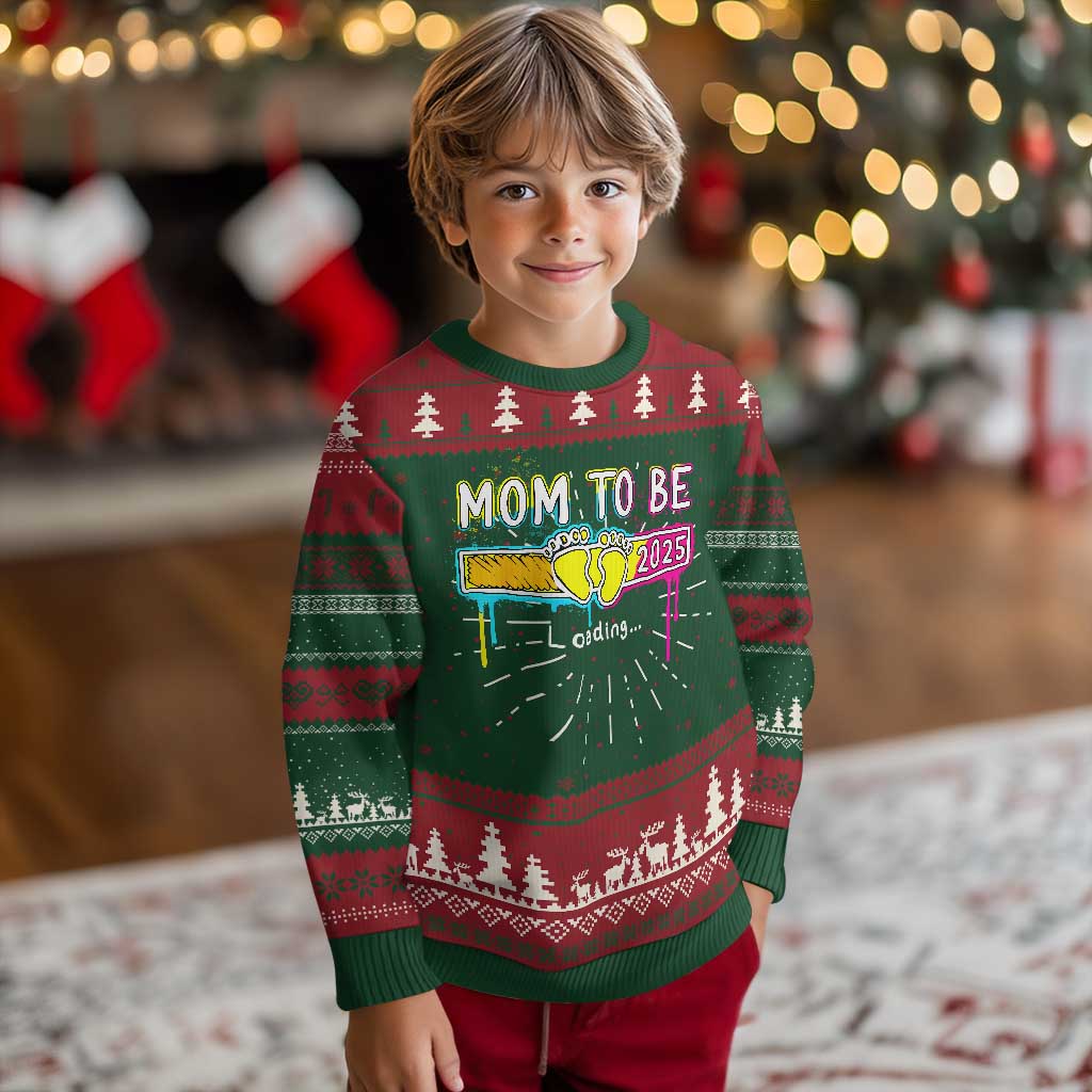 New Mom 2025 Ugly Christmas Sweater Loading Mom To Be Est 2025 - Wonder Print Shop