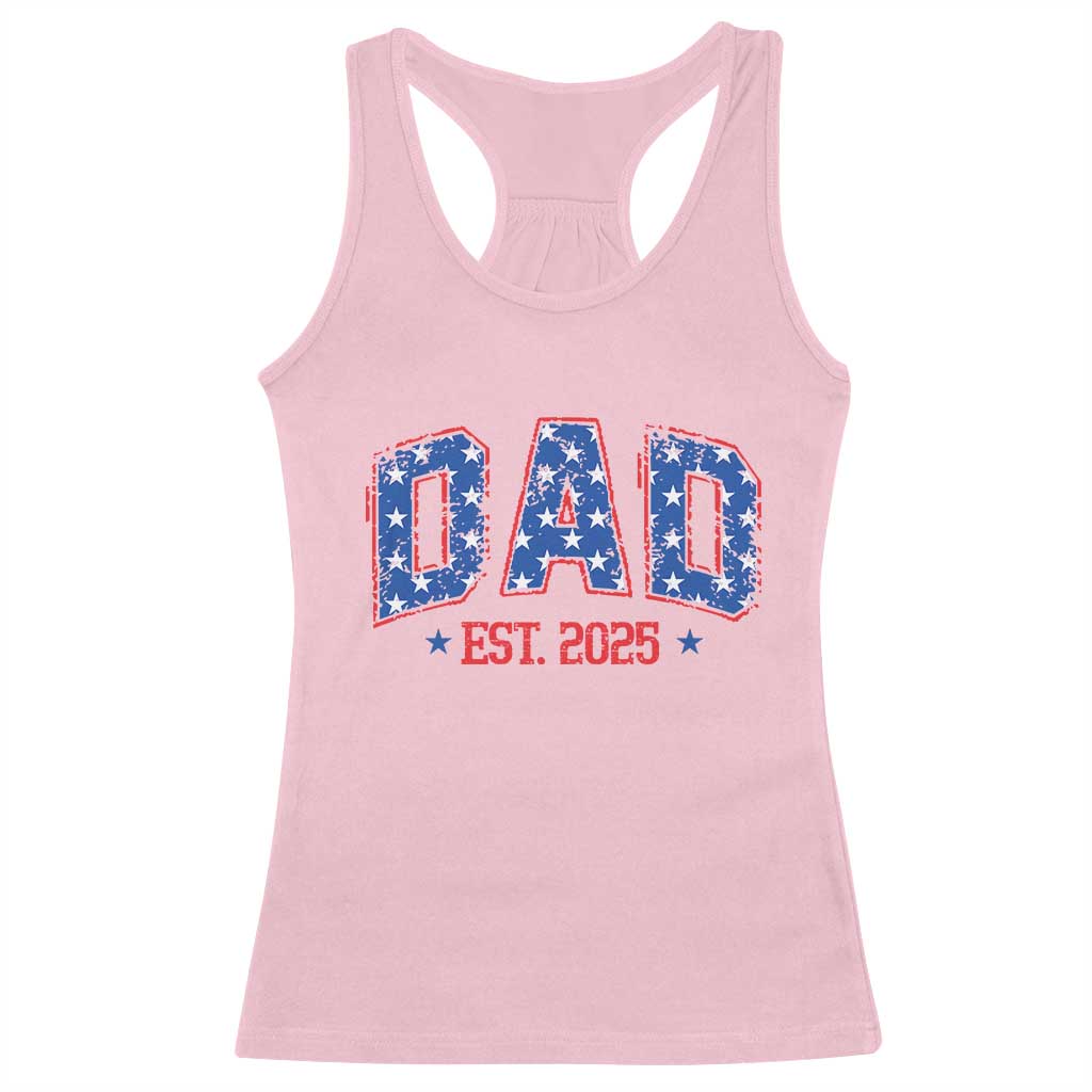 Dad Est 2025 Racerback Tank Top Patriotic America Flag New Father