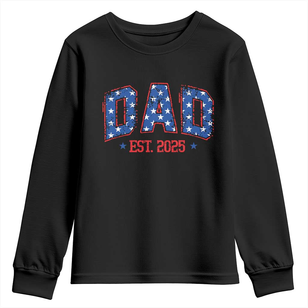 Dad Est 2025 Youth Sweatshirt Patriotic America Flag New Father
