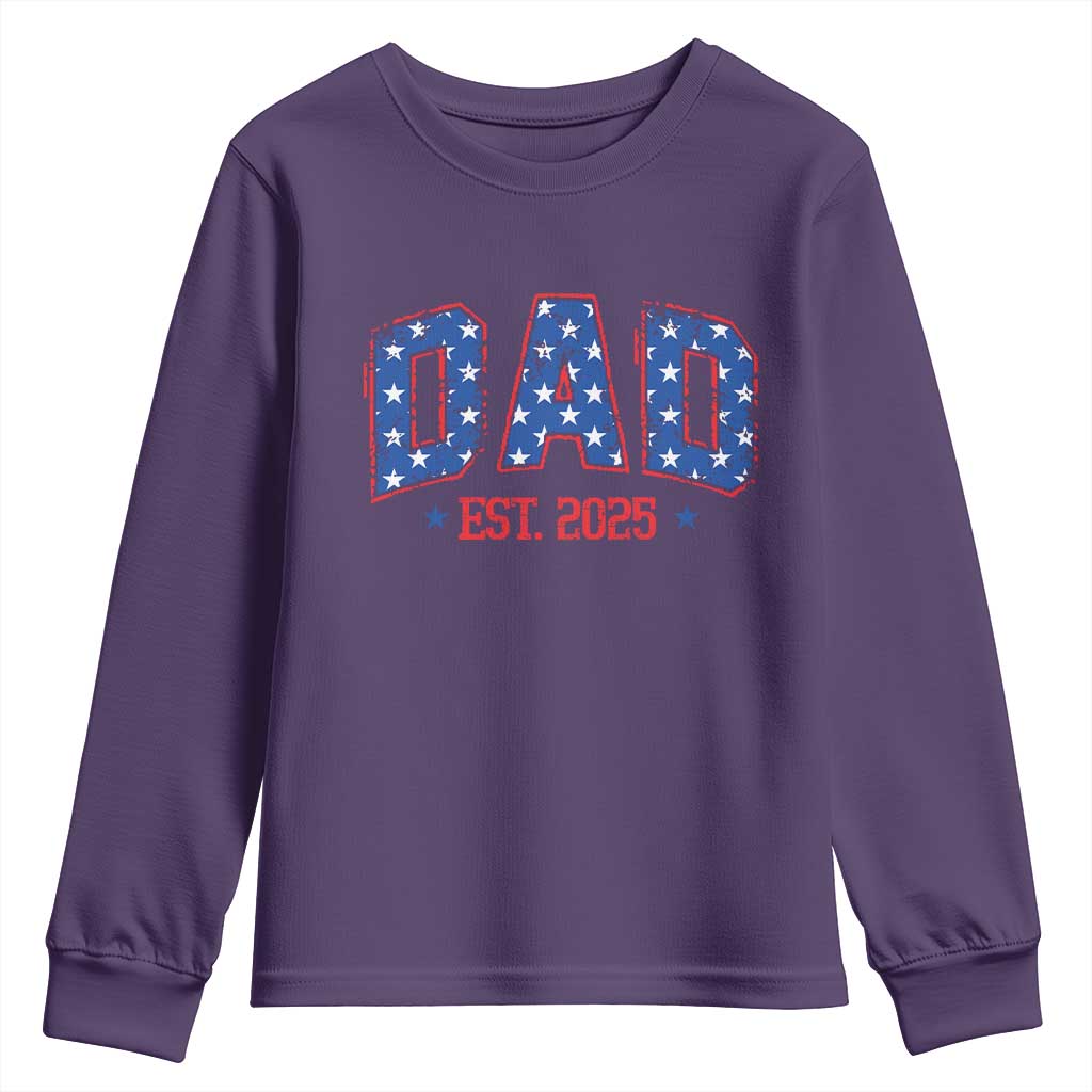 Dad Est 2025 Youth Sweatshirt Patriotic America Flag New Father