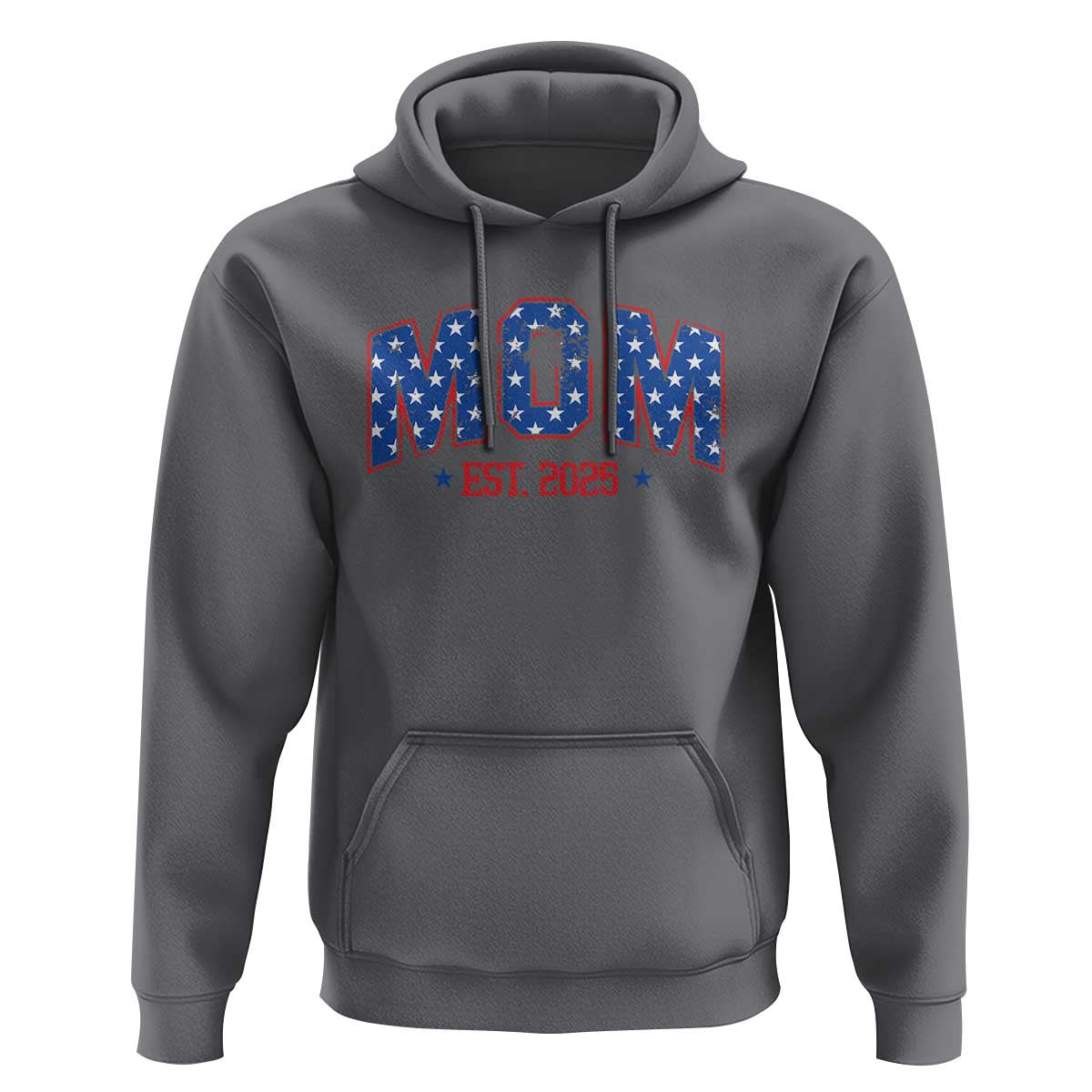 Mom Est 2025 Hoodie Patriotic America Flag New Mother
