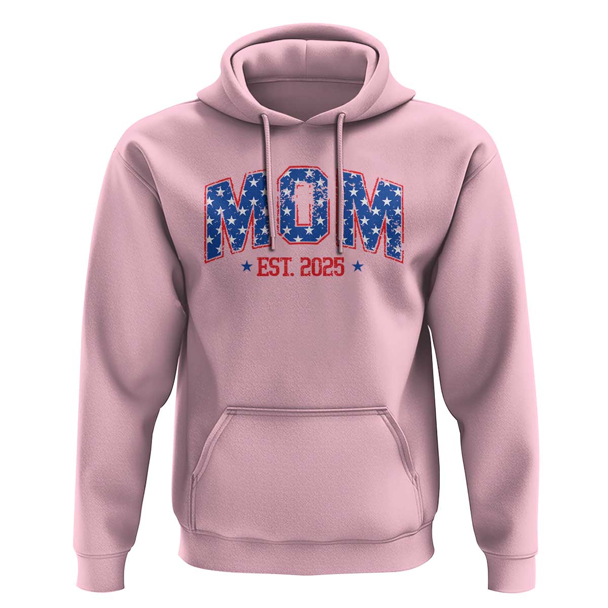 Mom Est 2025 Hoodie Patriotic America Flag New Mother