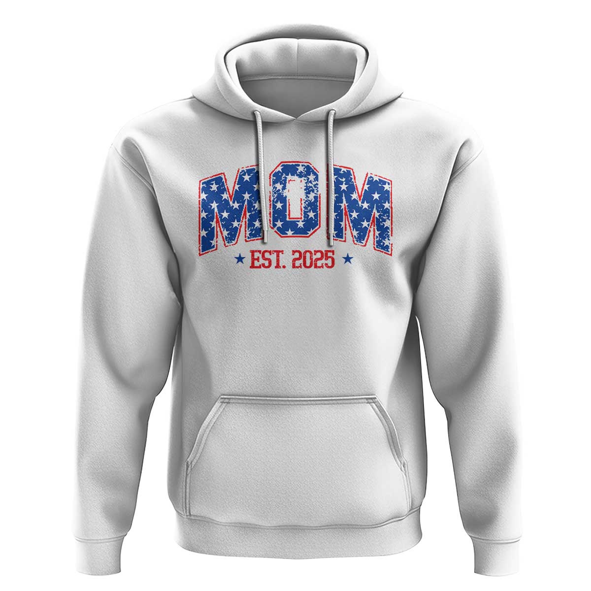 Mom Est 2025 Hoodie Patriotic America Flag New Mother