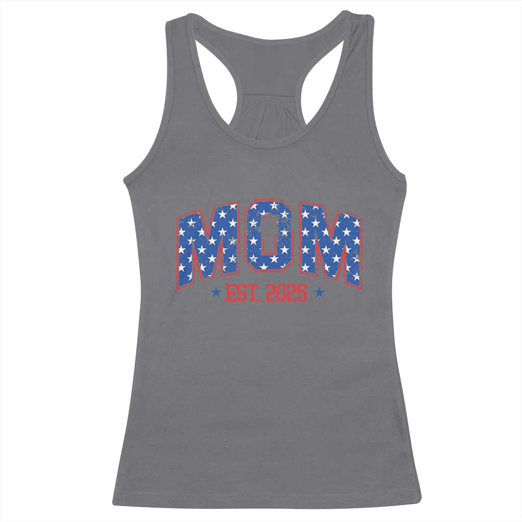 Mom Est 2025 Racerback Tank Top Patriotic America Flag New Mother