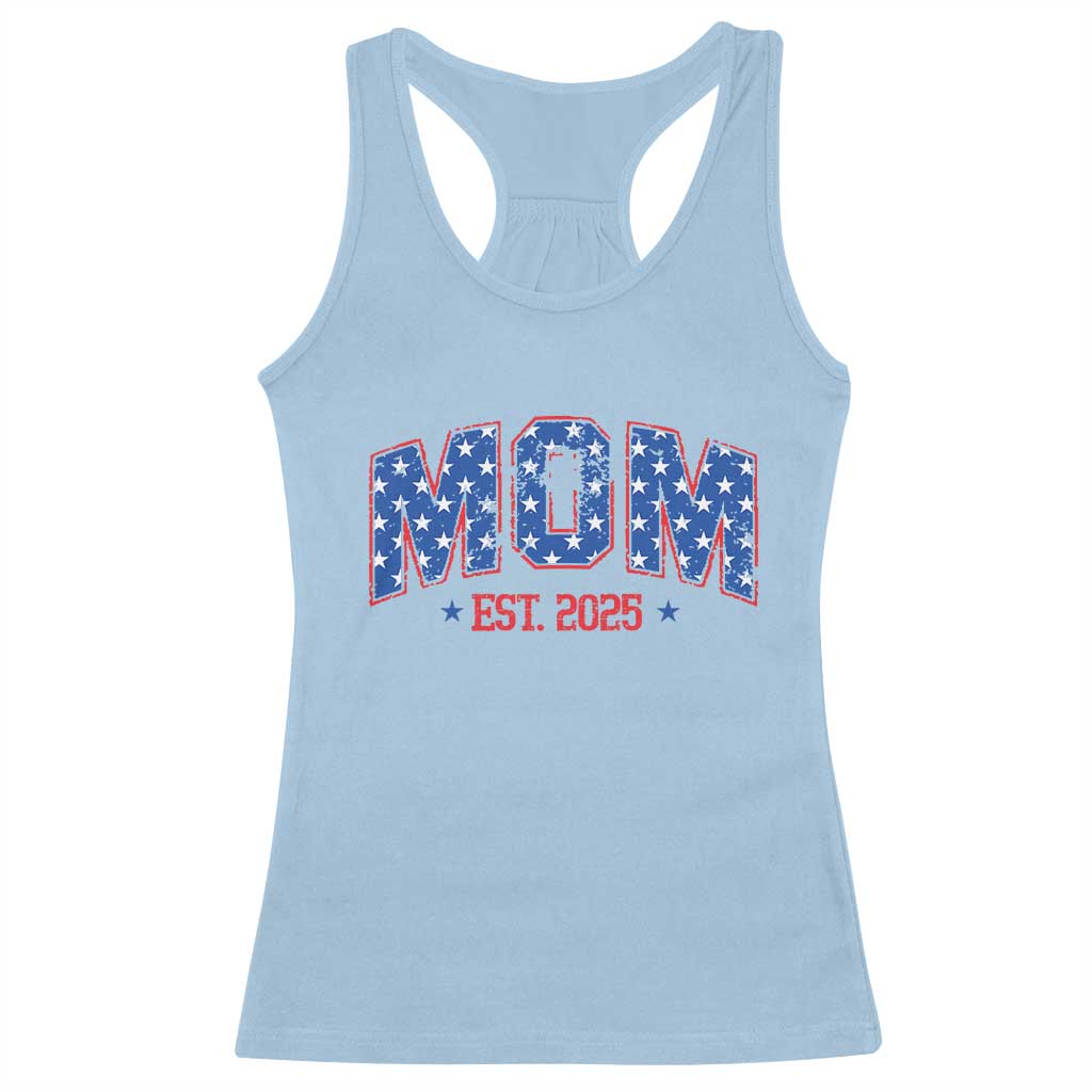 Mom Est 2025 Racerback Tank Top Patriotic America Flag New Mother