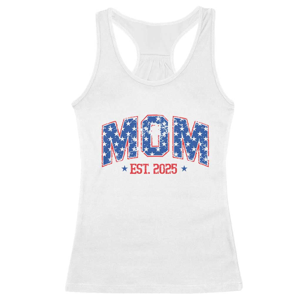Mom Est 2025 Racerback Tank Top Patriotic America Flag New Mother