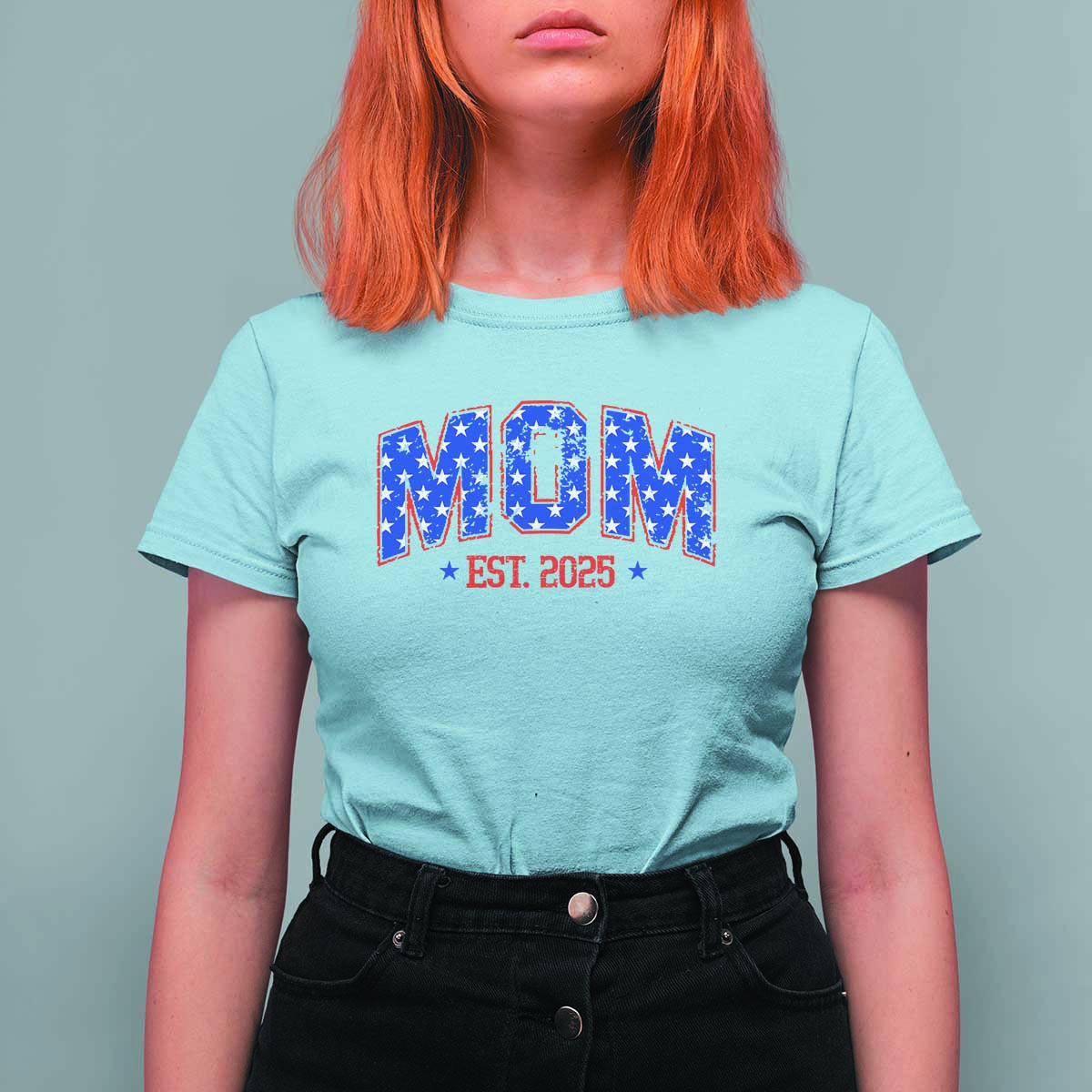 Mom Est 2025 T Shirt For Women Patriotic America Flag New Mother - Wonder Print Shop