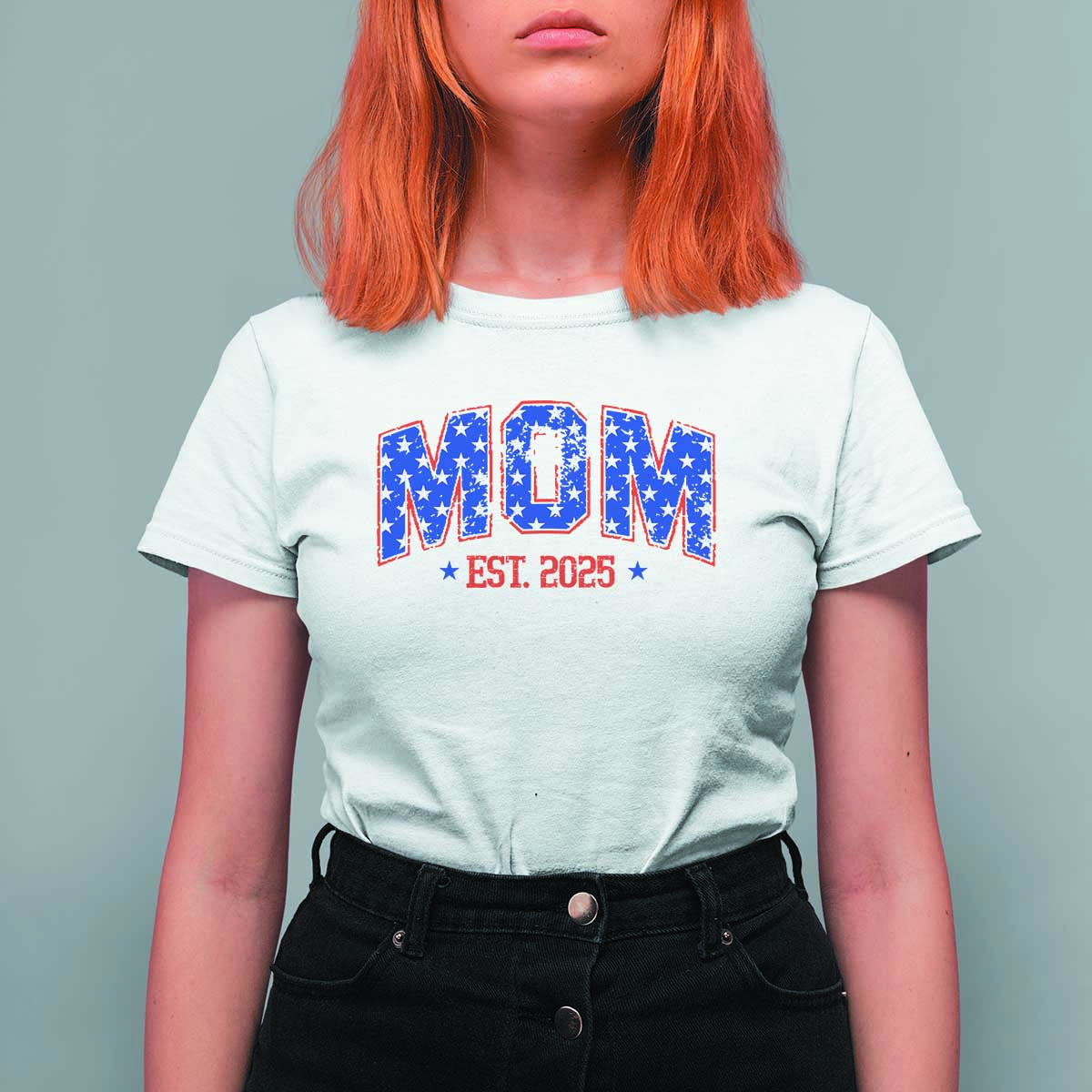 Mom Est 2025 T Shirt For Women Patriotic America Flag New Mother - Wonder Print Shop