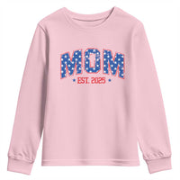 Mom Est 2025 Youth Sweatshirt Patriotic America Flag New Mother