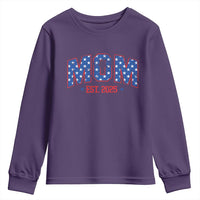 Mom Est 2025 Youth Sweatshirt Patriotic America Flag New Mother