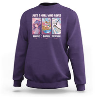 Just A Girl Who Loves Anime Ramen And Sketching Sweatshirt - Wonder Print Shop
