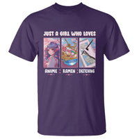 Just A Girl Who Loves Anime Ramen And Sketching T Shirt - Wonder Print Shop