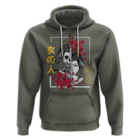 Japanese Samurai Hoodie Floral Warrior Geisha Woman Tokyo Anime - Wonder Print Shop