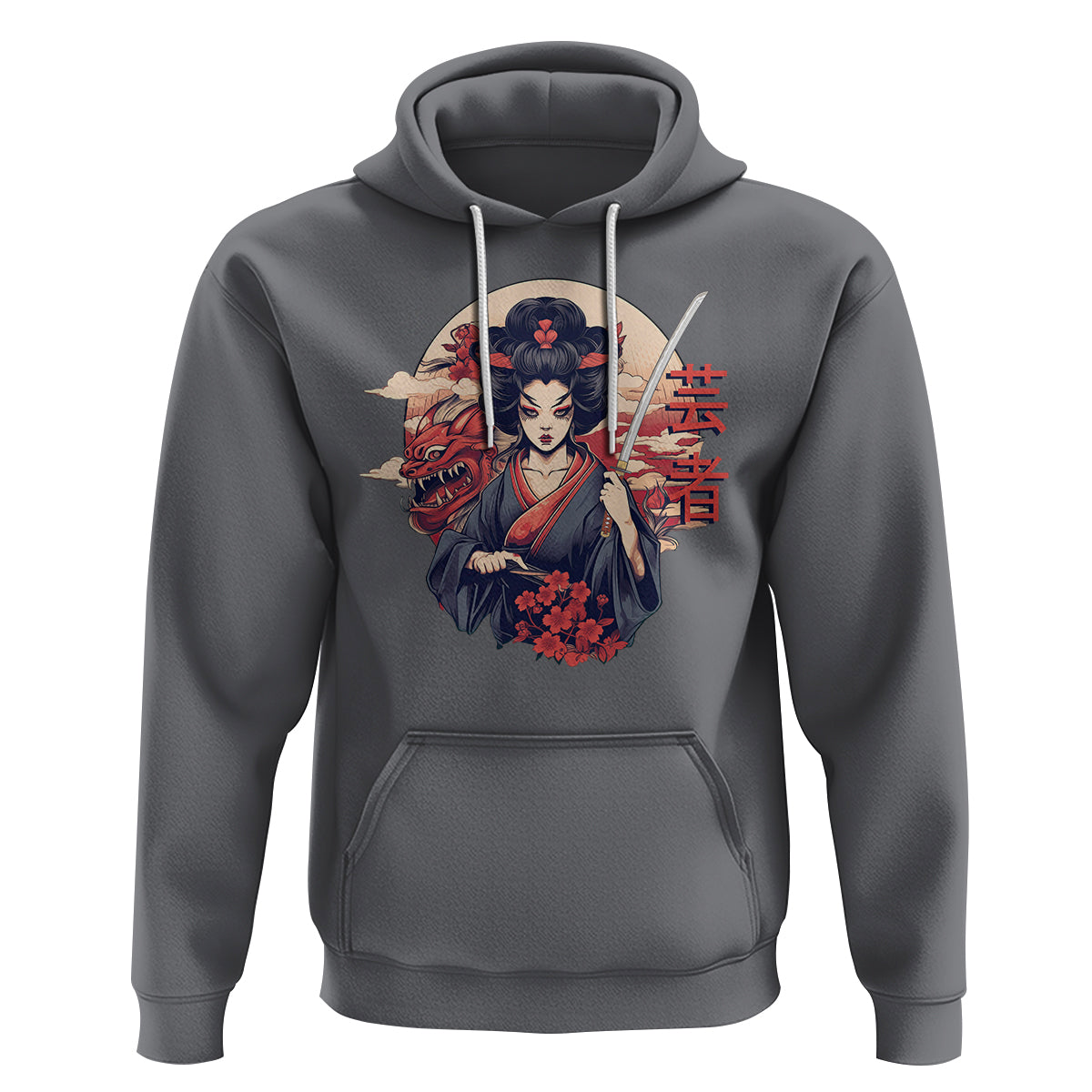 Japanese Samurai Hoodie Floral Warrior Geisha Woman Tokyo Anime - Wonder Print Shop