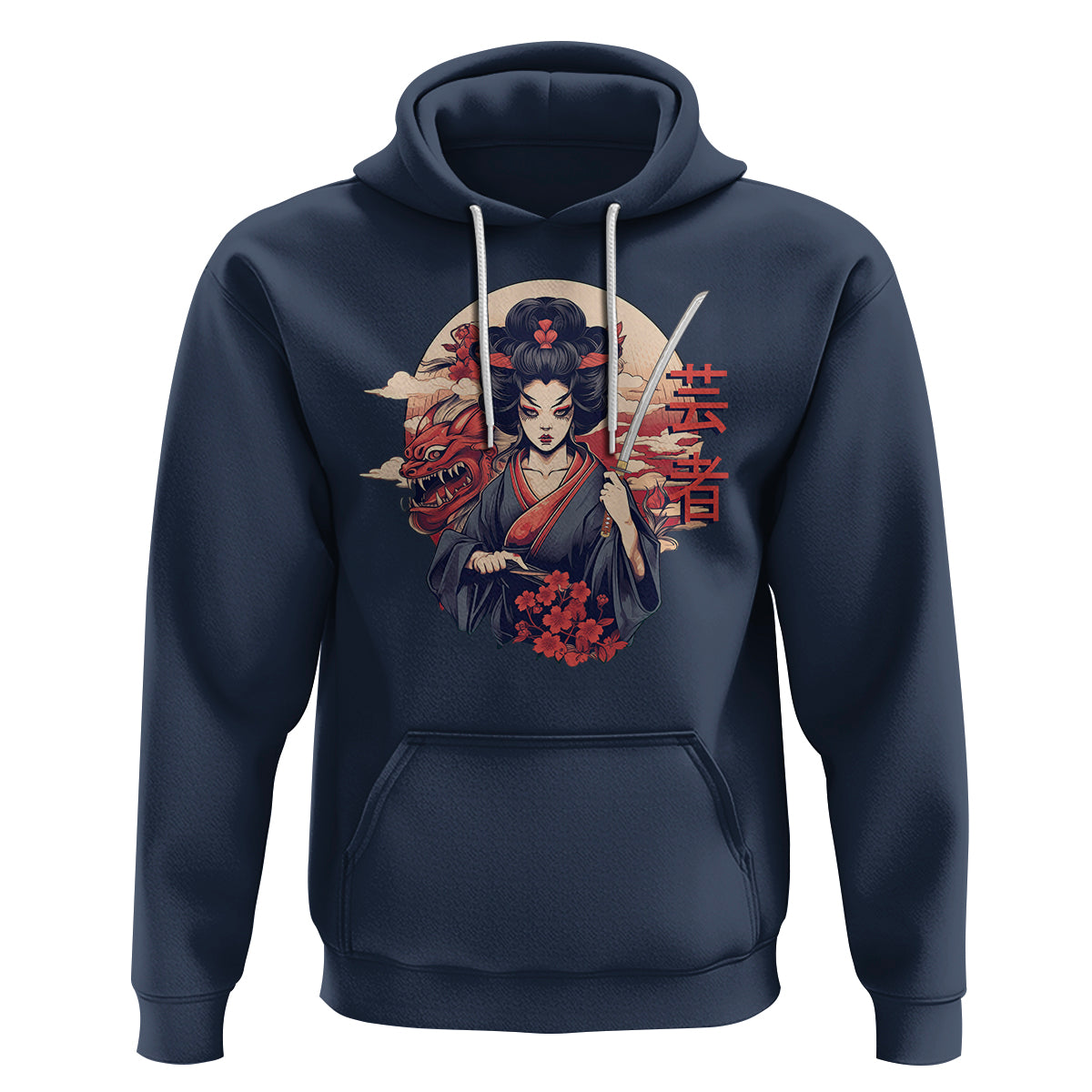 Japanese Samurai Hoodie Floral Warrior Geisha Woman Tokyo Anime - Wonder Print Shop