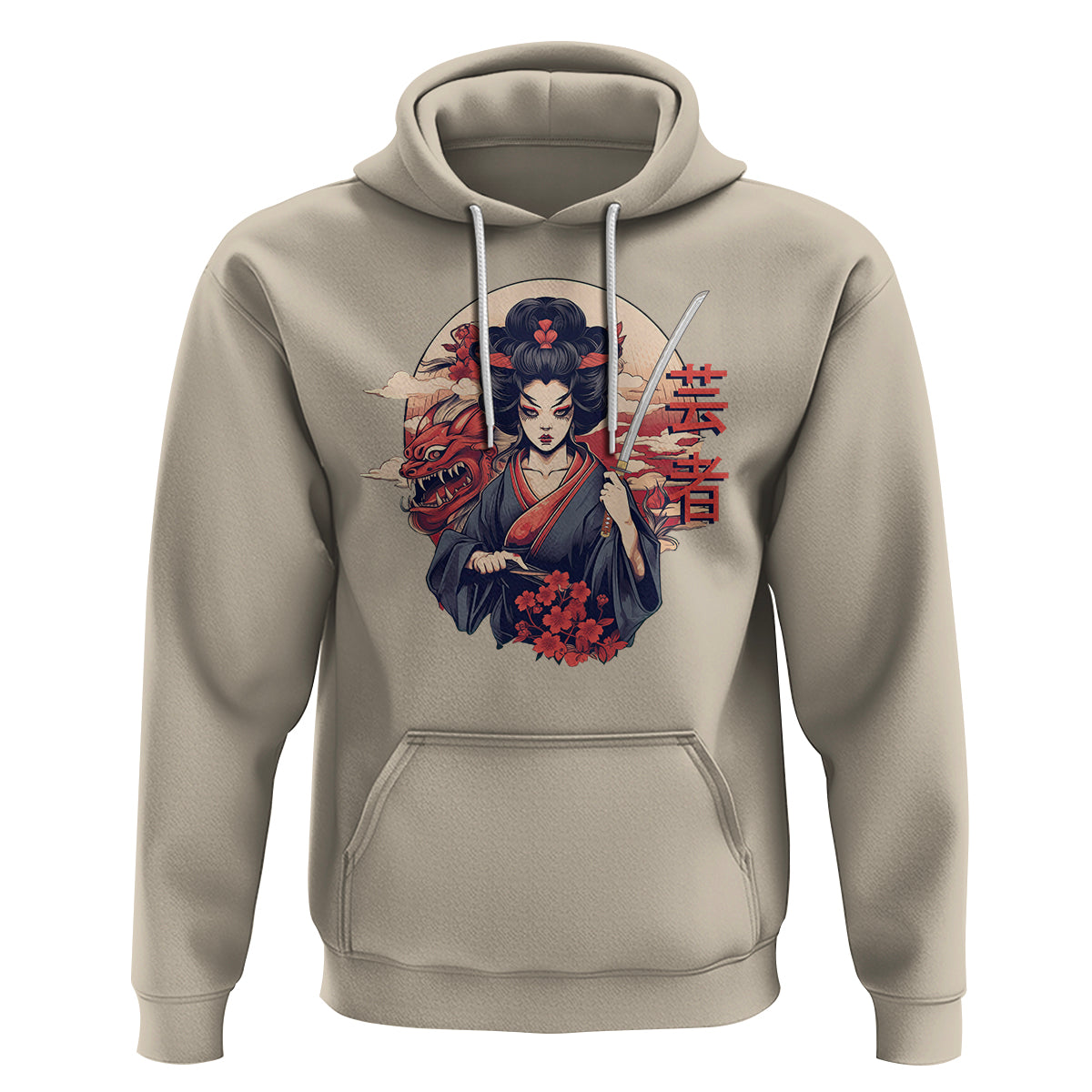 Japanese Samurai Hoodie Floral Warrior Geisha Woman Tokyo Anime - Wonder Print Shop