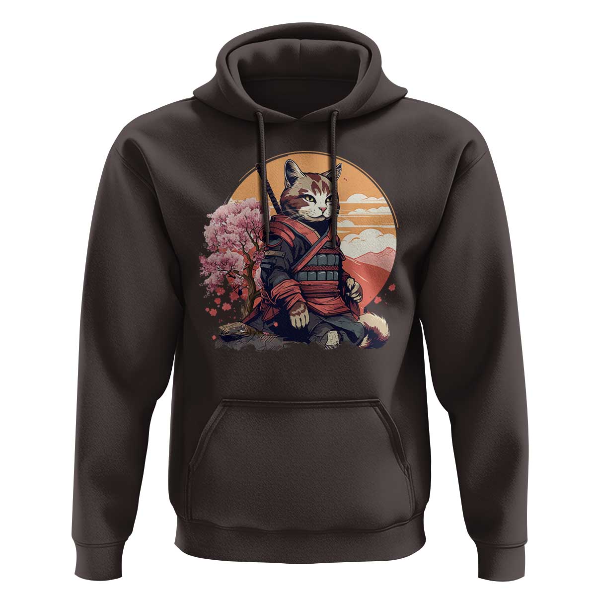 Japanese Samurai Cat Hoodie Floral Warrior Geisha Woman Tokyo Anime