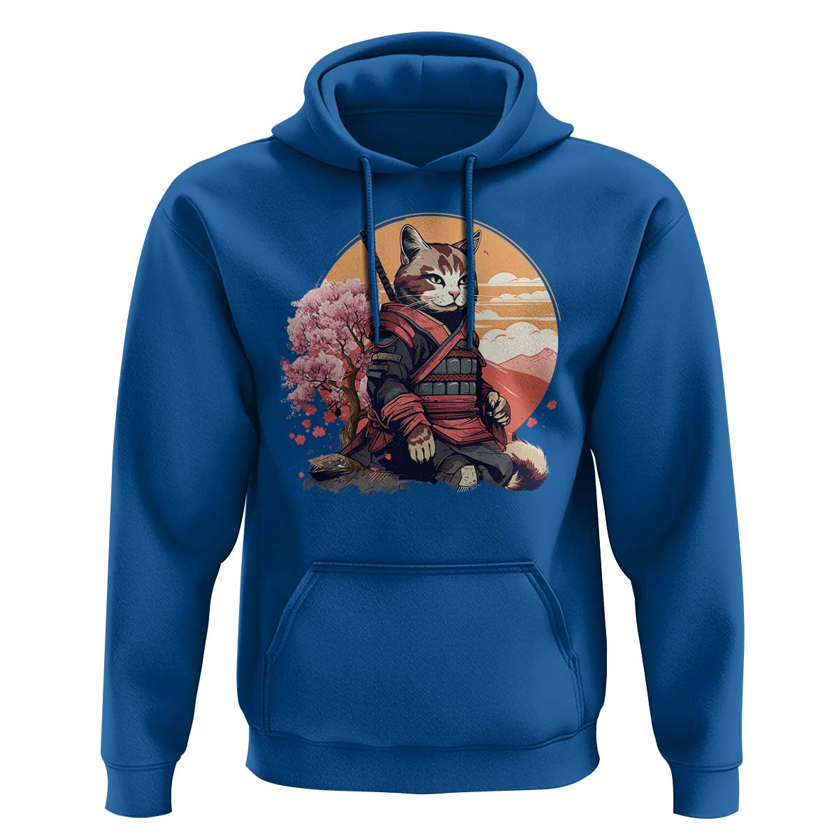 Japanese Samurai Cat Hoodie Floral Warrior Geisha Woman Tokyo Anime