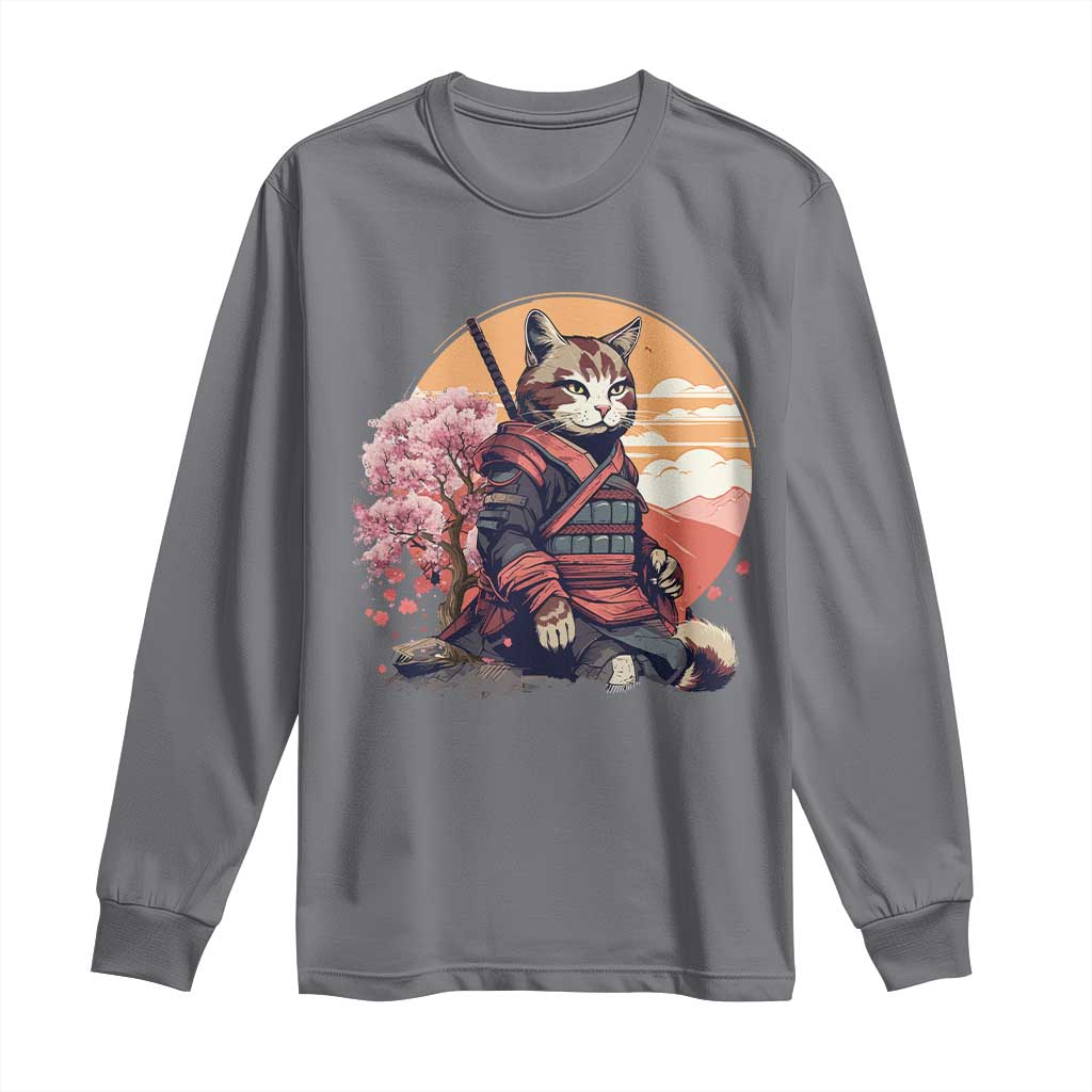 Japanese Samurai Cat Long Sleeve Shirt Floral Warrior Geisha Woman Tokyo Anime