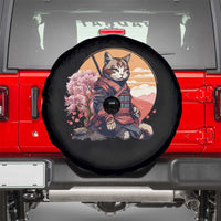 Japanese Samurai Cat Spare Tire Cover Floral Warrior Geisha Woman Tokyo Anime