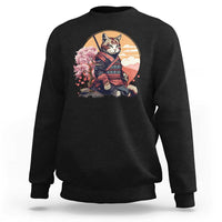 Japanese Samurai Cat Sweatshirt Floral Warrior Geisha Woman Tokyo Anime - Wonder Print Shop